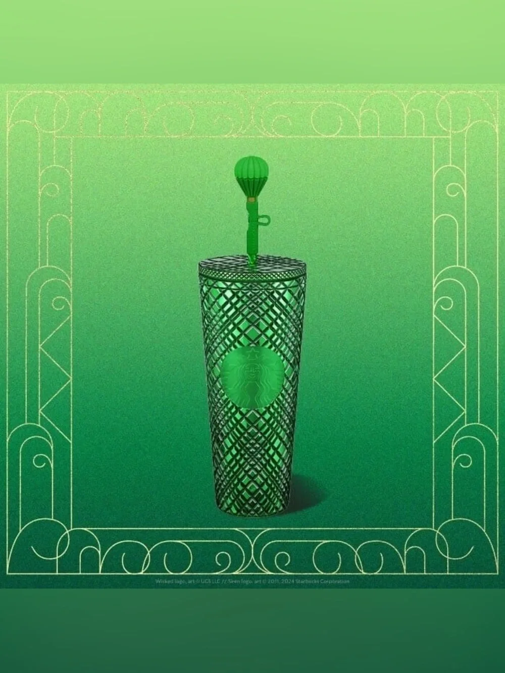 Starbucks WICKED EMERALD CITY LIMITED EDITION Green Tumbler 24 Oz NEW